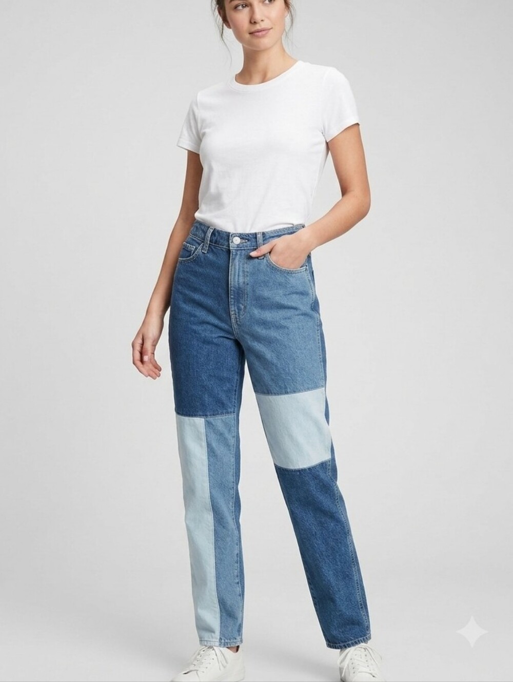 Hollister Patchwork Ultra High Rise Mom Jeans Vintage Stretch Size 3R 26